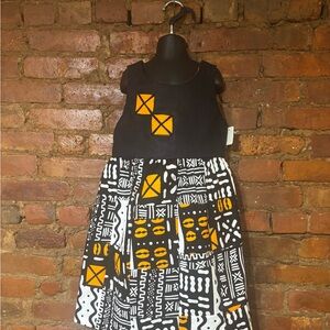 Kids Black and Yellow Patterned Sleeveless Dress